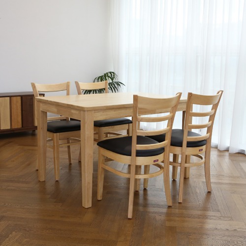고무나무 원목 4인 식탁세트 베인(테이블)